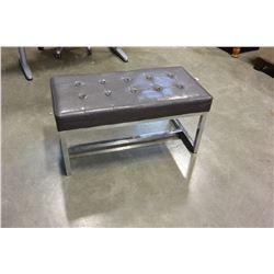 MODERN CHROME AND LEATHER BENCH