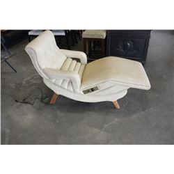 MID CENTURY MODERN VINYL CHAISE WITH POWER INCLINE AND HEAT