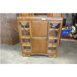 VINTAGE OAK SECRETAIRE DISPLAY CABINET