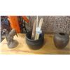 Image 1 : CHINESE CAULDRON WITH CHOPSTICKS AND VASE AND CARVED FIGURE