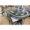 Image 7 : LACQUER AND MOTHER OF PEARL INLAID DINING TABLE AND 6 CHAIRS