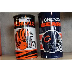 TWO NFL METAL WASTE BINS