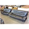 Image 1 : MODERN BLACK LEATHER SOFA AND LOVESEAT