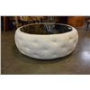Image 1 : ROUND WHITE LEATHER GLASSTOP COFFEE TABLE
