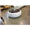 Image 3 : ROUND WHITE LEATHER GLASSTOP COFFEE TABLE