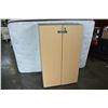 Image 1 : GREEN AND MAPLE 2 DOOR CABINET WITH KEYS