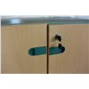 Image 3 : GREEN AND MAPLE 2 DOOR CABINET WITH KEYS