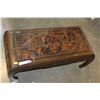 Image 1 : CARVED WOOD GLASS TOP COFFEE TABLE