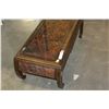 Image 2 : CARVED WOOD GLASS TOP COFFEE TABLE