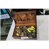 Image 1 : WOOD BOX OF COSTUME JEWELLRY