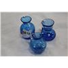 Image 2 : THREE BLUE ART GLASS MINIATURE PITCHERS