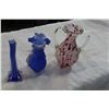 Image 2 : TWO BLUE ART GLASS VASES AND AS IS ART GLASS VASE