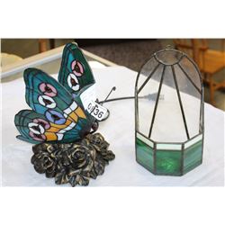 STAINLED GLASS BUTTERFLY LAMP AND WALL POCKET