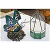 Image 1 : STAINLED GLASS BUTTERFLY LAMP AND WALL POCKET