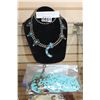 Image 1 : LOT OF TURQUOISE NECKLACE AND JEWELLRY WITH DISPLAY STAND