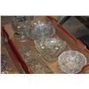 Image 2 : TWO TRAYS OF GLASS AND CRYSTAL SERVING PIECES AND DECANTER