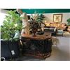 Image 1 : DARK WOOD & ORNATE METAL PENDANT HALL TABLE