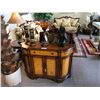 Image 1 : DARK WOOD FLORAL 3 DOOR SINGLE DRAWER CONSOLE TABLE