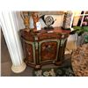 Image 1 : DARK WOOD FLORAL 1 DOOR/1 DRAWER CONSOLE TABLE