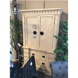 MODERN WHITE WOOD 2 DOOR 2 DRAWER ENTERTAINMENT ARMOIRE