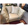 Image 1 : WHITE LEATHER STUDDED ARMCHAIR WITH CUSHIONS