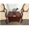 Image 1 : CHERRY 2 DRAWER END TABLE WITH FRENCH HORN DECOR