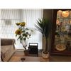 Image 1 : FAUX POTTED PALM TREE, SUNFLOWERS & MAGAZINE RACK