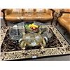 Image 1 : GOLD SWAN CIRCULAR GLASS TOP COFFEE TABLE & END TABLE SET