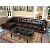 Image 1 : JECO COLLECTION BURGUNDY LEATHER 5 SEAT SECTIONAL SOFA SET WITH LOUNGER - RETAIL $15,000
