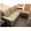 Image 1 : GREY LEATHER 3 SEAT SOFA WITH CHAISE LOUNGER