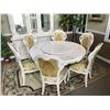 Image 1 : WHITE ORNATE CIRCULAR LAZY SUSAN DINING TABLE WITH SIX CHAIRS