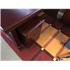 Image 4 : CHERRY LEATHER FRONT EXECUTIVE DESK WITH MOBILE PEDESTAL, CREDENZA & MODERN OFFICE CHAIR