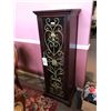 Image 1 : DARK WOOD WITH ORNATE METAL TRIM GLASS FRONT WINE CABINET