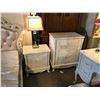 Image 2 : WHITE ORNATE WOODEN ROSE LEATHER BACK QUEEN SIZE BED SUITE WITH QUEEN BED, MATTRESS & 2 NIGHT