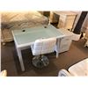 Image 1 : WHITE METAL FROSTED GLASS MODERN DESK WITH MOBILE PEDESTAL & STOOL
