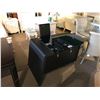 Image 1 : BLACK METAL & GLASS MODERN OFFICE DESK WITH PEDESTAL & CHAIR