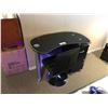 Image 1 : BLACK GLASS TOP SINGLE DRAWER OFFICE DESK WITH STOOL