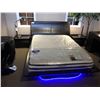Image 1 : BROWN LEATHER MODERN QUEEN SIZE BEDROOM SUITE WITH SLEIGH BED, MATTRESS & 2 NIGHT STANDS