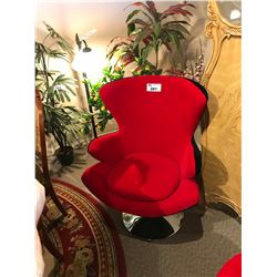 RED & BLACK MICROFIBER MODERN SWIVEL CHAIR