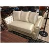 Image 2 : CREAM LEATHER STUDDED PILLOW BACK SOFA & LOVE SEAT SET