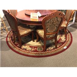 RED FLORAL PATTERN CIRCULAR AREA RUG