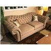 Image 1 : BEIGE STUDDED CURVED BACK SOFA & LOVE SEAT
