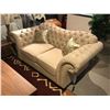 Image 2 : BEIGE STUDDED CURVED BACK SOFA & LOVE SEAT