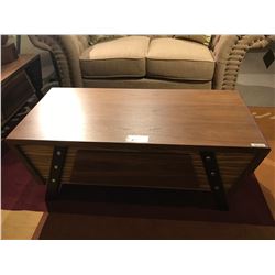 MODERN 2 TONE WOOD SINGLE DRAWER COFFEE TABLE