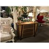 Image 1 : MODERN 2 TONE WOOD 3 DRAWER SOFA TABLE WITH ORCHID & CANDLE HOLDER