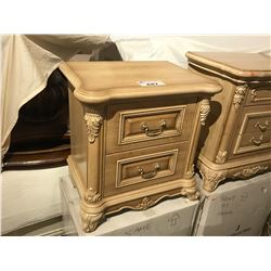 PAIR OF WHITE ORNATE WOODEN NIGHT STANDS