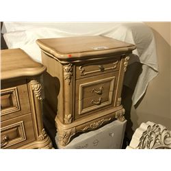 PAIR OF WHITE ORNATE WOODEN NIGHT STANDS