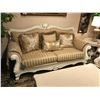 Image 1 : WHITE ORNATE WOOD & FABRIC VICTORIAN STYLE SOFA & LOVE SEAT