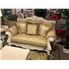Image 2 : WHITE ORNATE WOOD & FABRIC VICTORIAN STYLE SOFA & LOVE SEAT
