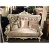 Image 1 : WHITE ORNATE WOOD & FABRIC VICTORIAN STYLE LOVE SEAT